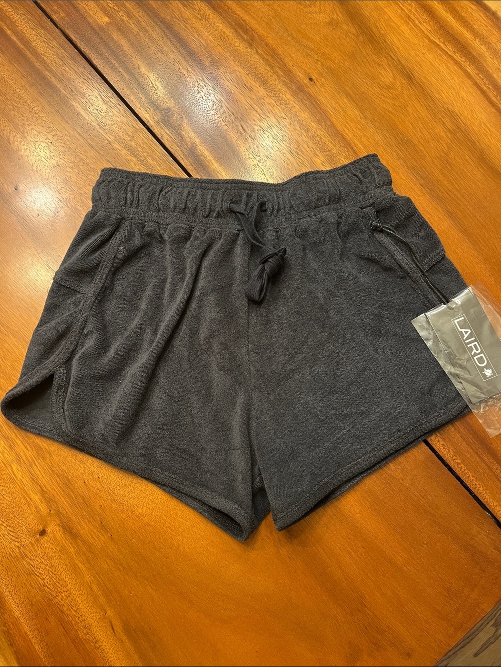 NWT LAIRD Black Terry Cloth Women’s Lounge Shorts
